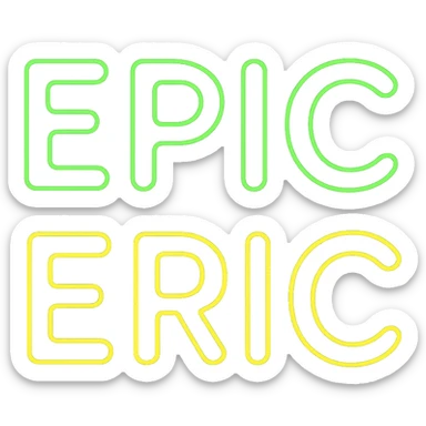 Make the neon sign 'epic eric' animated with a green and yellow glow on a transparent background. The animation should highlight the neon effect with vibrant green and yellow glowing lights. sticker
