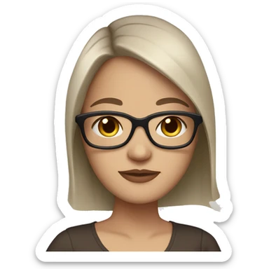 brown hair brown eyes long straight hair white skin woman glases pregnant sticker