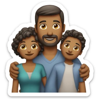 una familia solo con un padre y dos hijos, un hijo mayor que el otro. sticker