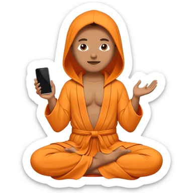 a mobile Phone covered in a orance robe in yoga position sticker