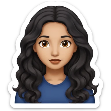 Une femme métisse avec les cheveux longs noirs légèrement ondulés et les yeux marrons foncés. sticker