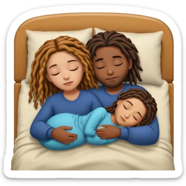 sleeping biracial couple (black male with caramel skin and dreads and hispanic female with fair skin and long brunette hair) sticker
