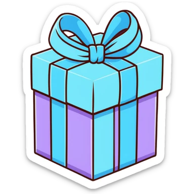 cute pastel gift box with ribbon, baby blue and lavender colors sticker