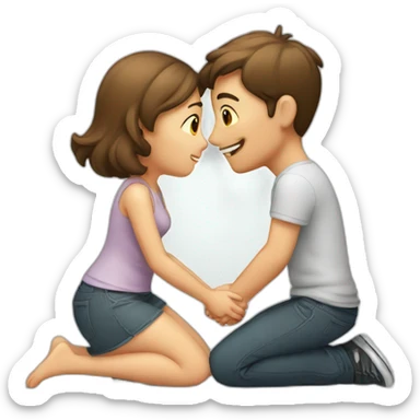 Boy on knees proposing girlfriend  sticker
