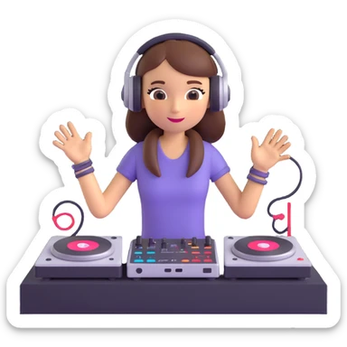 girl playing DJ set sticker
