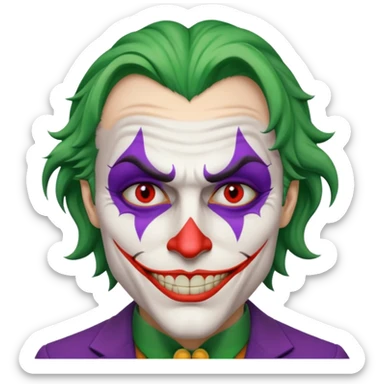 crazy colorful human jolly joker, head only sticker