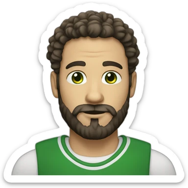 white man with green eyes and curly black hear and barbe sticker