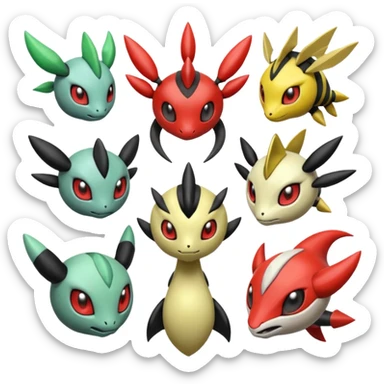 Meloetta-Giratina-Scizor-Pokémon-Digimon-Fakémon-creature sticker