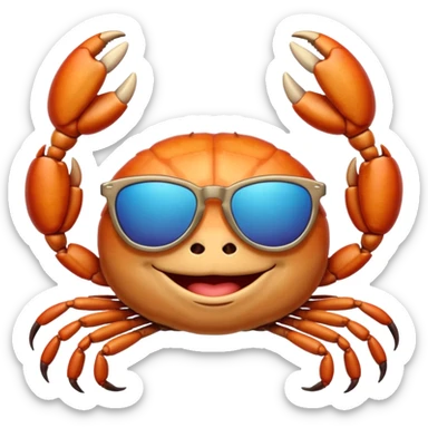 Alaska crab are moving wearing a sunglass and say hi sticker