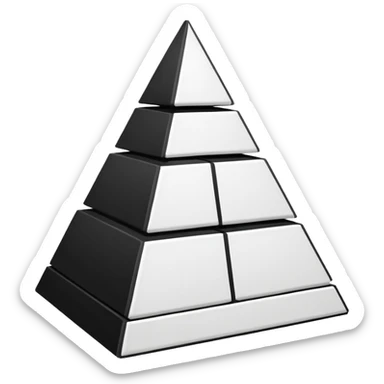 2D triangle with four horizontal lines drawn inside with vertical lines drawn in each 'section', to make boxes that become less and less as it goes to the top to demonstrate a social hierarchy (all black and white) sticker