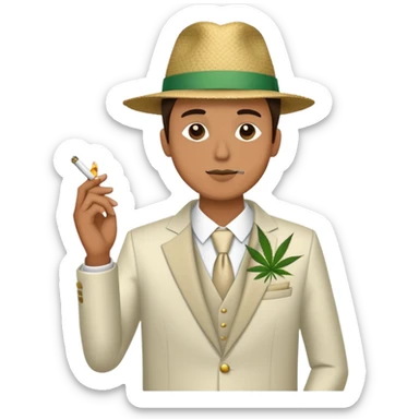 Person in fancy clothes sneaking into wedding ceremony smoking cannabis, full body sticker