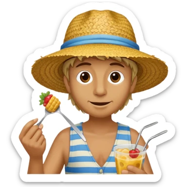 Gars Créole réunionnais chapeau paille tong au pieds  sticker