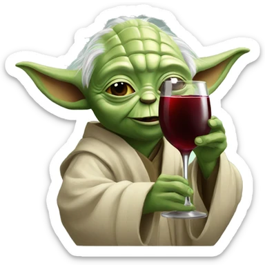 happy yoda drinking red wine sticker