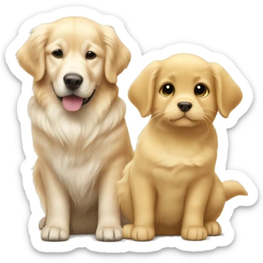 1 pale yellow golden retriever and 2 golden chinchilla cats  sticker
