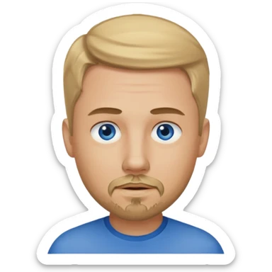 Dirty blonde guy with a small goatee sticker