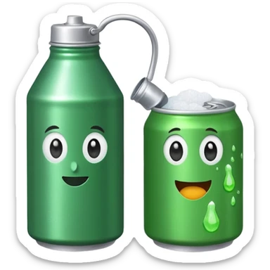 Green Soda can on left and Salt Jug on right sticker