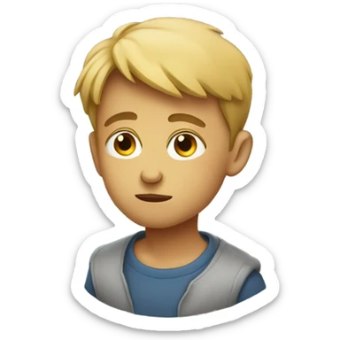 Boy gazing while tilting face downwards  sticker