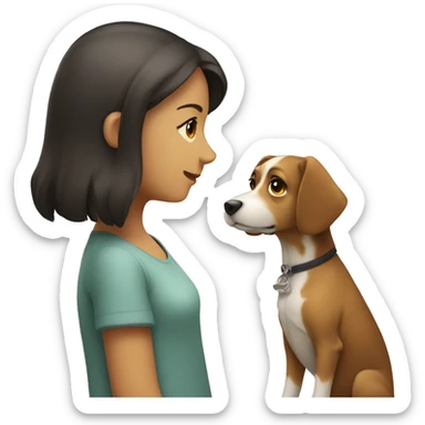 dog wathing a girl sticker