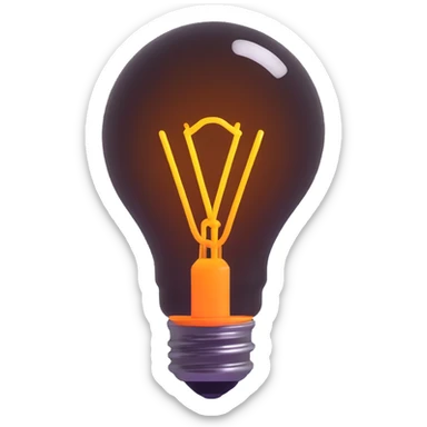 neon lightbulb, glowing blue and pink, soft glossy highlight, modern minimal shape sticker