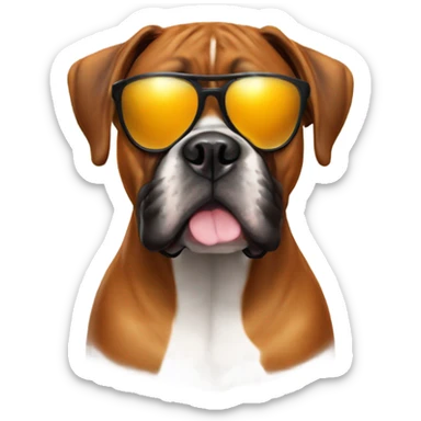 Boxer dog with sun glasses  sticker