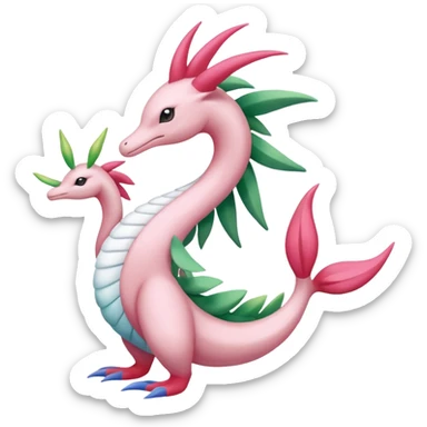 Tropical Pastel Glorious Mezprit-Milotic-Shaymin-Palkia-Pokémon-fusion, full body sticker