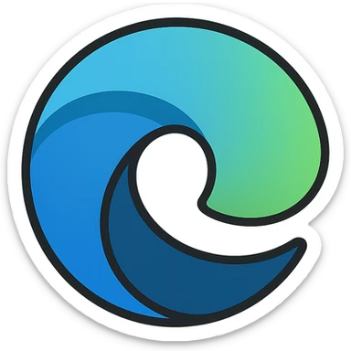 microsoft edge browser icon, clean, modern, blue and green gradient, no text, digital style sticker