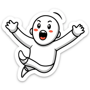 person with head thrown back, screaming with excitement, pure joy, expressive face sticker