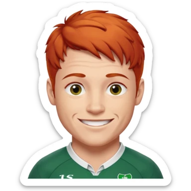 irish rugby player with very short red hair sticker