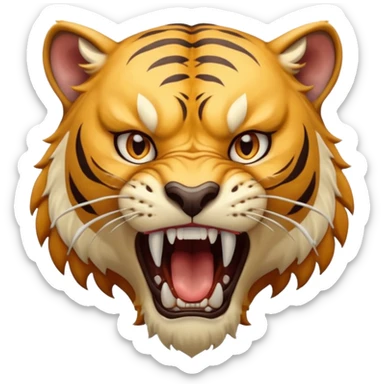 Create a Sabertooth Tiger roaring, make it fierce sticker