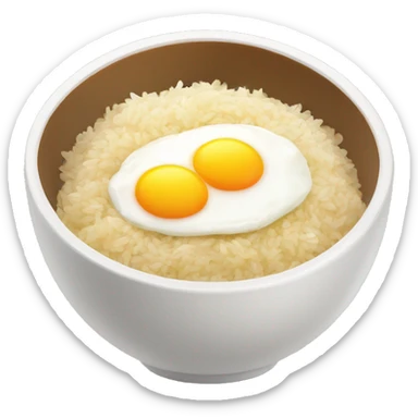 a bowl of rice with two eggs and chicken thigh front view sticker