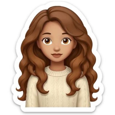 Cozy mixed girl with long wavy hair dressed for fall sticker