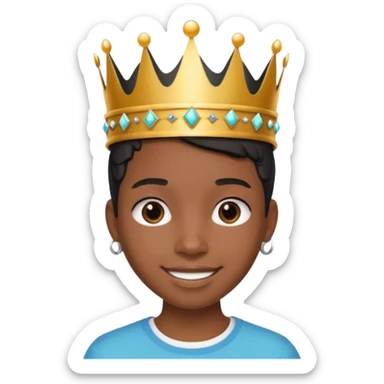A stylish black teen wearing a hand-crafted crown for fun. sticker