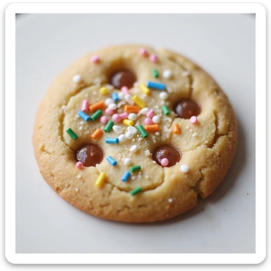 realistic sugar cookie with sprinkles, photorealistic style sticker
