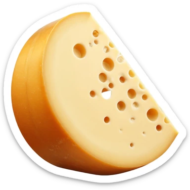 reblochon cheese whole round wheel soft washed rind light orange-beige mottled velvety wedge cut creamy pale yellow interior smooth gooey near rind no board knife or garnish soft lighting emoji scale sticker