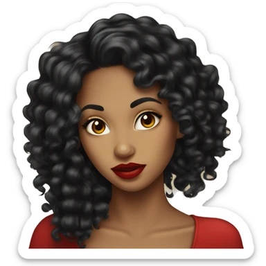 pretty-long-curly-blackhair-carameltone-woman-red-lips- sticker