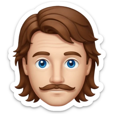 Benson Boone (b.2002) blue eyes, brown wavy hair and thin mustache sticker
