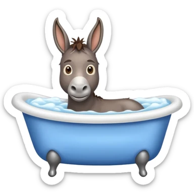 Donkey in bathtub sticker