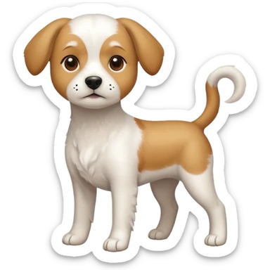 a full body white beagle x maltese x chi dog the size of a kelpie with light brown ears and a light brown patch on one eye sticker