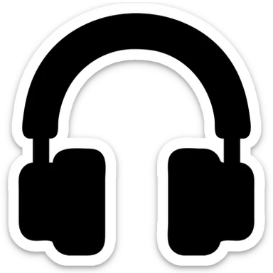 brown headphones, solid filled icon style, bold and recognizable sticker