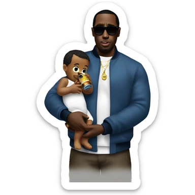 P. diddy holding a bottle baby  sticker