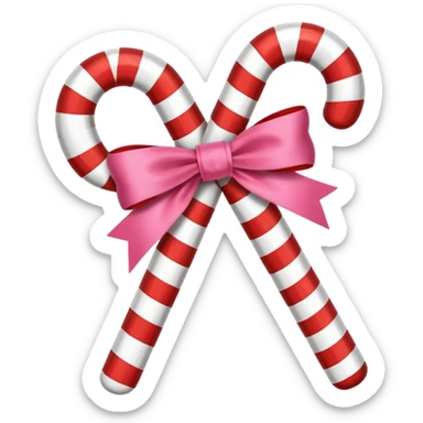 candy cane with little pink bow sticker