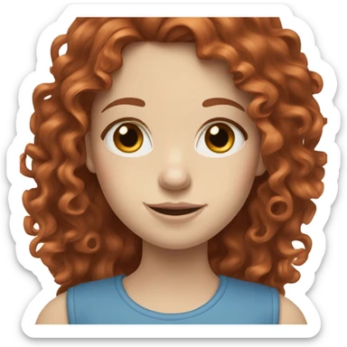 long curly red/brown haired girl with blue eyes and pale skin  sticker