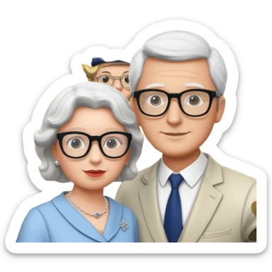 a man who's taking a selfie in a room with the statue of the queen elizabeth the II sticker