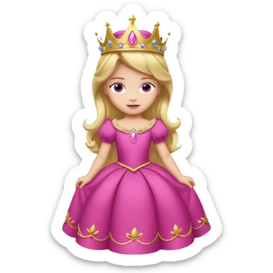 Princesa aurora Disney com vestido fuchsia de manga comprida rosa claro com tiara pequena e dourada de corpo inteiro com olhos lilás de costas sticker