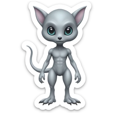 full body cute humanoid peacefull alien furry with 2 legs and eye stalks stands upright and looks intelligent sticker