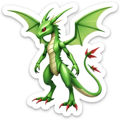  Cool Edgy Shiny Futuristic Ethereal Legendary Scyther-Flygon-Digimon-hybrid full body sticker