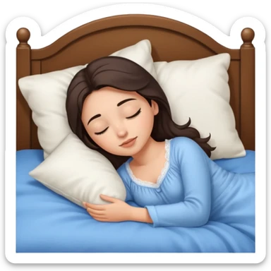 brunette-single-girl-in-cozy-blue-bed-sleeping-pretty-eyelashes-light-skin sticker