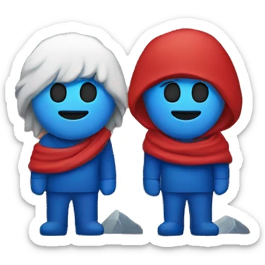 red and blue in the mountain sticker