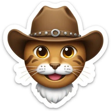 Cat smiling emoji wearing a cowboy hat sticker