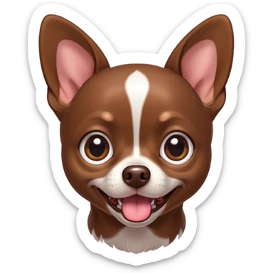 Cinematic Comical Chocolate Short Haired Chihuahua Portrait Emoji, Head tilted dramatically with an exaggeratedly shocked or offended expression, short chocolate fur with a rich, glossy finish, wide, expressive dark eyes filled with exaggerated disbelief, Simplified yet hilariously expressive features, highly detailed, glowing with a slightly sassy glow, high shine, dramatic yet playful, stylized with an air of attitude, bright and endearing, soft glowing outline, capturing the essence of a sassy and over-the-top pup, so meme-worthy it feels like it could side-eye its way into internet fame instantly! sticker